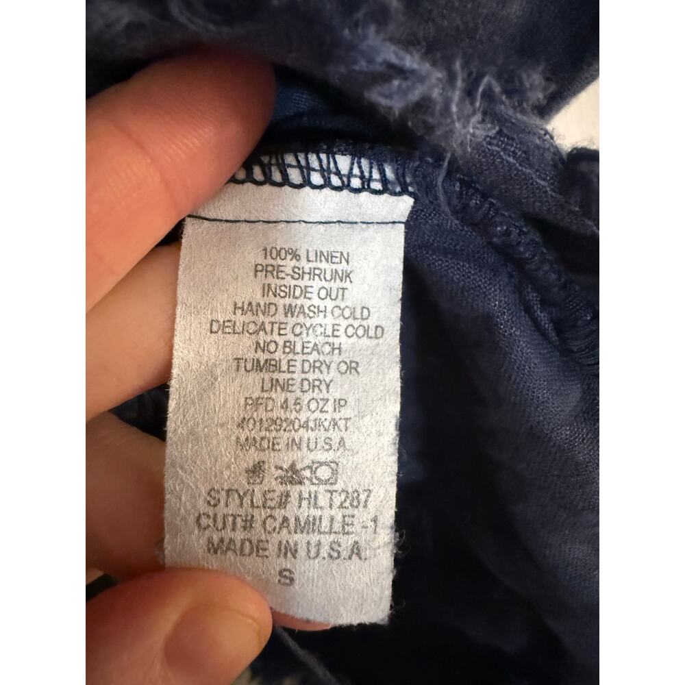 Camille & Co Sz S Oversized Blue 100% Pre-shrunk Linen Lagenlook Raw Seam Tunic - Picture 7 of 8